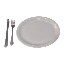 Plato de loza ovalado blanco 11 1/2