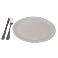 Plato de loza ovalado blanco 13 1/2"