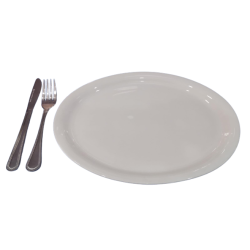 Plato de loza ovalado blanco 13 1/2"