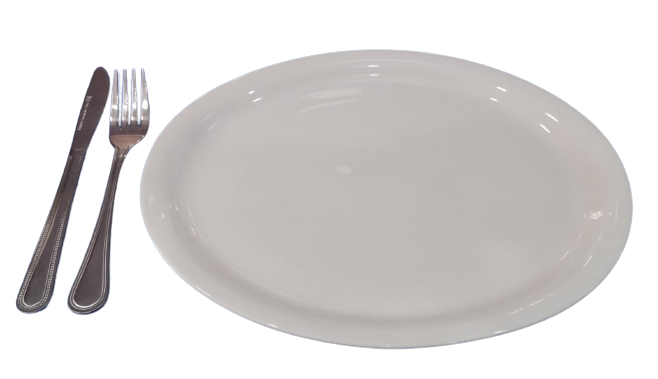 Plato de loza ovalado blanco 13 1 2