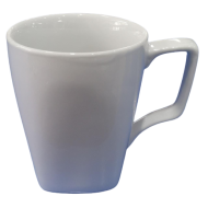 Taza de loza cubica blanca 12 onz