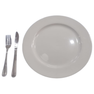 Plato de loza redondo blanco orilla ancha 12" blanco (30.48 cm)
