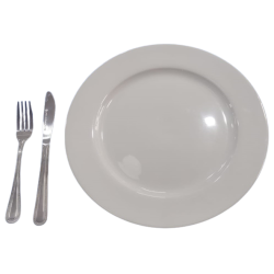 Plato de loza redondo blanco orilla ancha 12" blanco (30.48 cm)