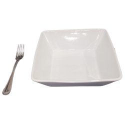 Plato de loza sopero cuadrado blanco 8" X 8" - 50 onz