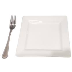 Plato de loza cuadrado blanco 7 1/4"