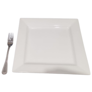 Plato de loza cuadrado blanco 10 5/8"