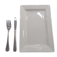 Plato de loza rectangular blanco 12" X 8"