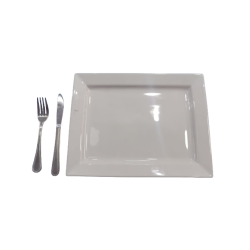 Plato de loza rectangular blanco 14" X 11"