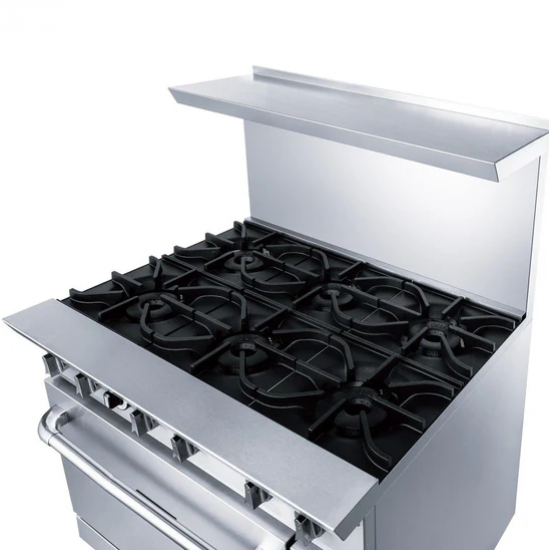 Estufa a gas de 36" con 6 quemadores abiertos