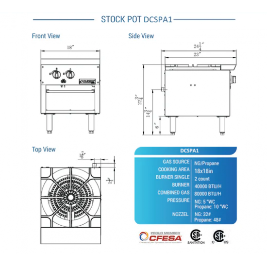 Fogón de un quemador Duker