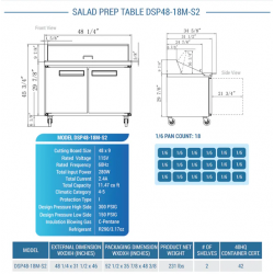 Mesa de preparación fría Mega de 48" Dukers