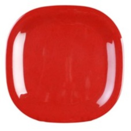 Plato de melamina redondeado rojo 14" x 14"